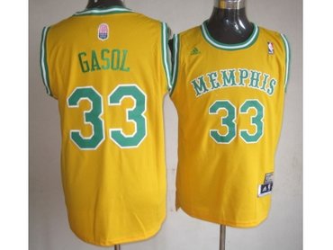 nba memphis grizzlies #33 gasol yellow(revolution 30 swingman)
