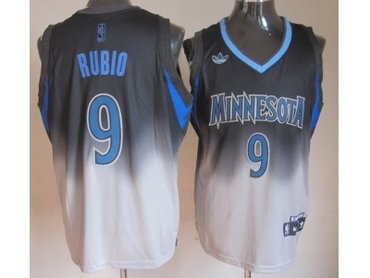 nba minnesota timberwolves #9 rubio black-grey(limited)