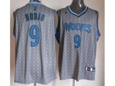 nba minnesota timberwolves #9 rubio grey(static fashion swingman)