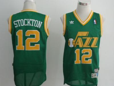 nba utah jazz #12 stockton green jerseys(fans edition)