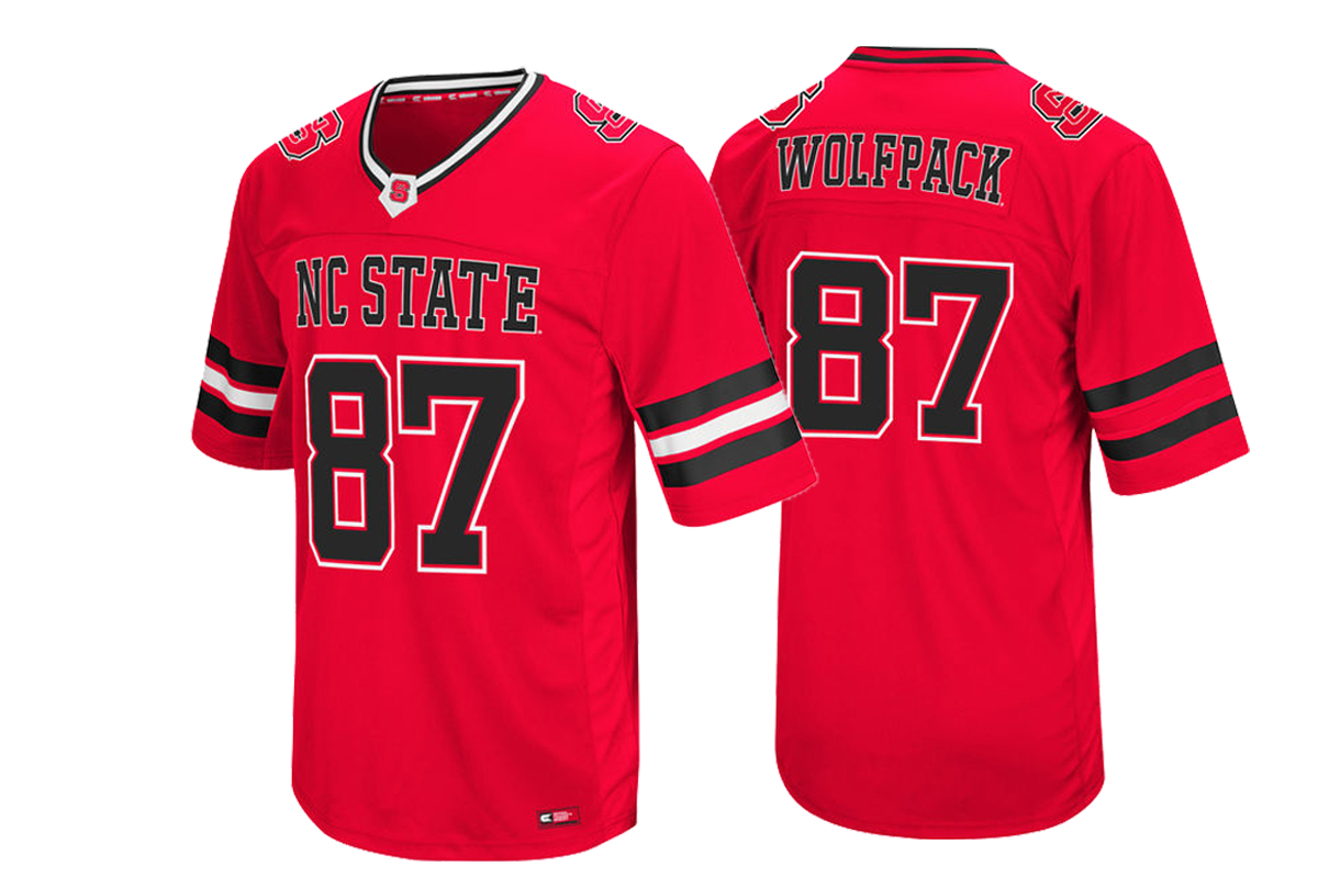 nc state wolfpack 87 red colosseum hail mary ii football jersey