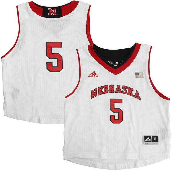 nebraska cornhuskers 5 white basketball jersey