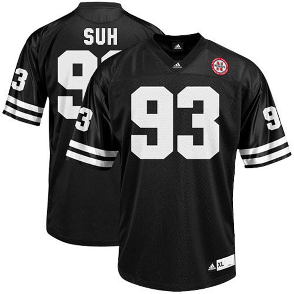 nebraska cornhuskers 93 ndamukong suh black football jersey