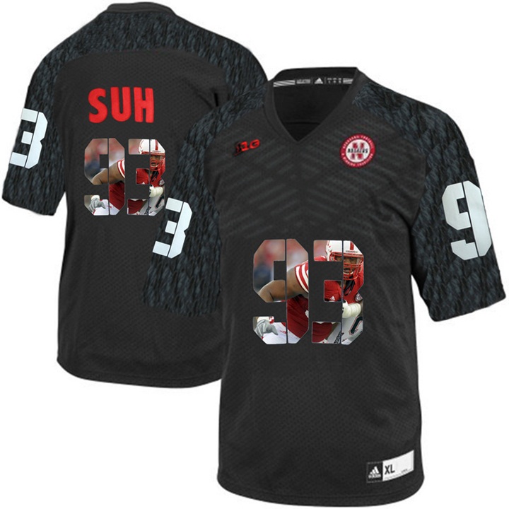 nebraska cornhuskers 93 ndamukong suh black ncaa football premier jersey