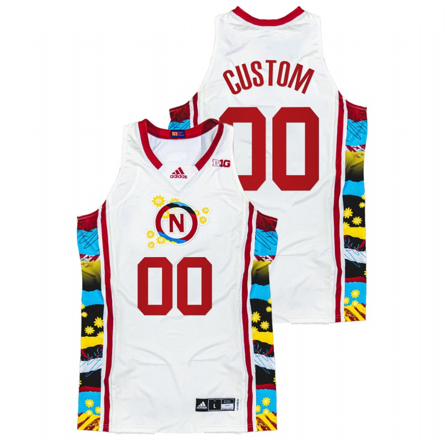 nebraska cornhuskers custom 2022 sunflower bhm honoring black white jersey