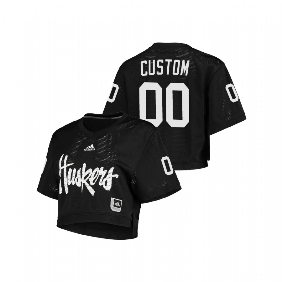 nebraska cornhuskers custom v neck cropped primegreen black jersey