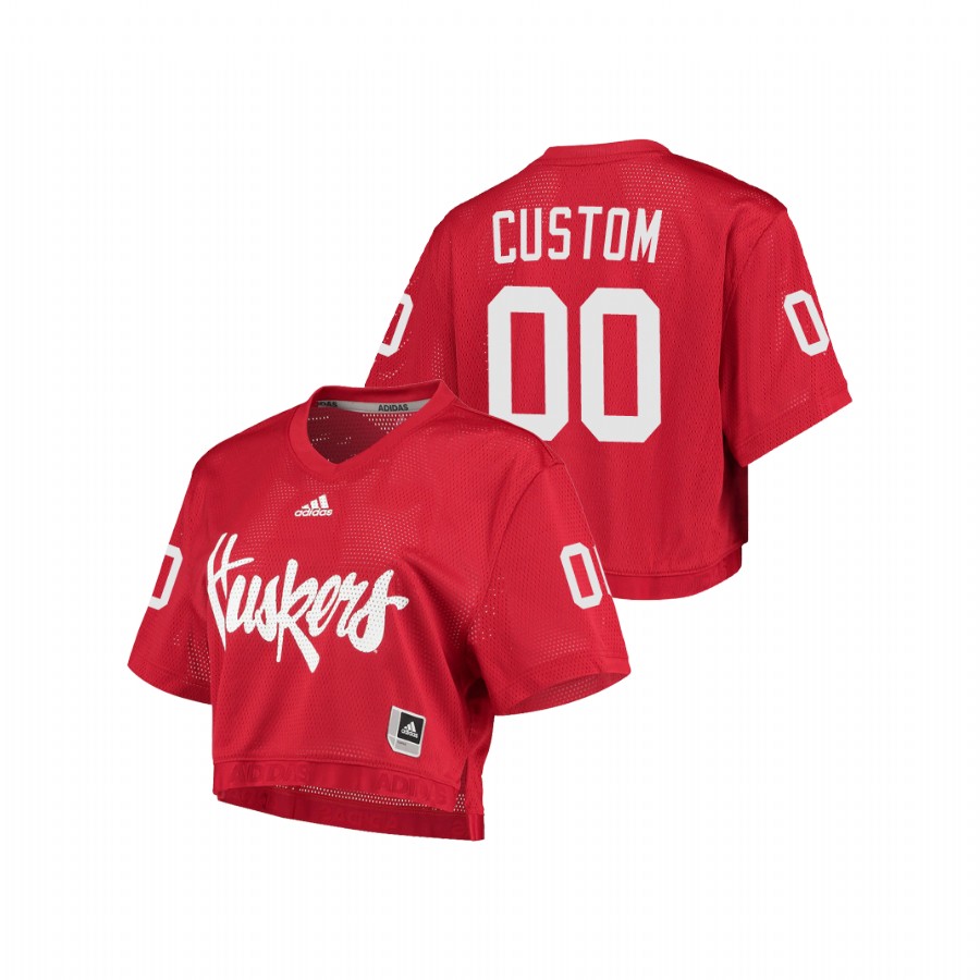 nebraska cornhuskers custom v neck cropped primegreen scarlet jersey
