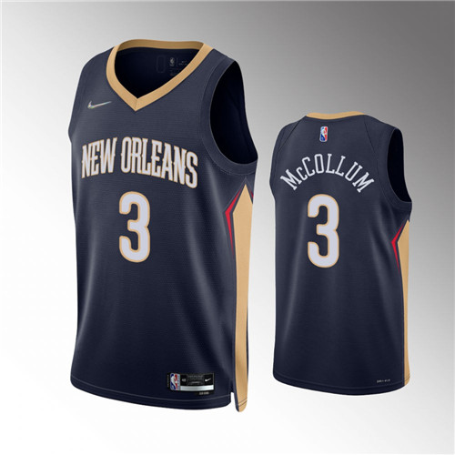 New Orleans Pelicans C.J. McCollum 75th Anniversary Icon Navy stitched Jersey #3