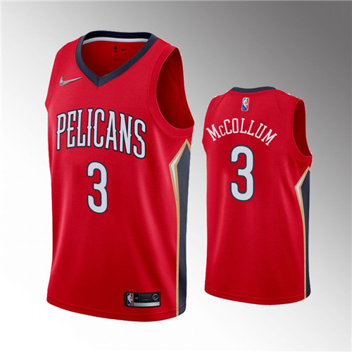 New Orleans Pelicans C.J. McCollum 2022 Statement Edition Diamond Badge Red stitched Jersey #3