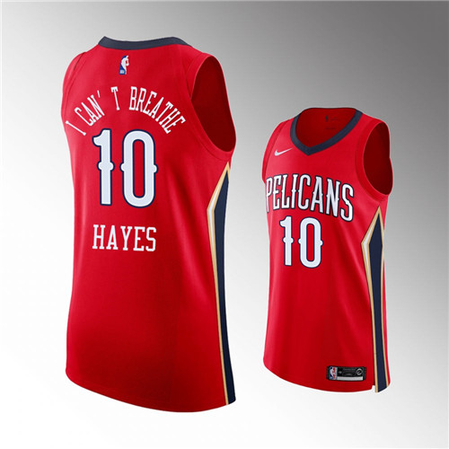 New Orleans Pelicans Jaxson Hayes I Can't Breathe Red Authentic Special stitched Jersey #10
