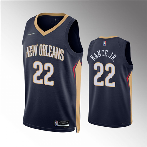 New Orleans Pelicans Larry Nance Jr. 75th Anniversary Icon Navy stitched Jersey #5