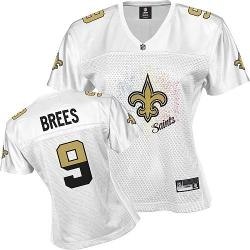 new orleans saints #9 brees white fem fan women jerseys