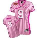 new orleans saints 9 drew brees 2010 super bowl women pink jerseys