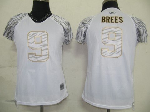 new orleans saints 9 drew brees white women zebra field flirt fashion jerseys