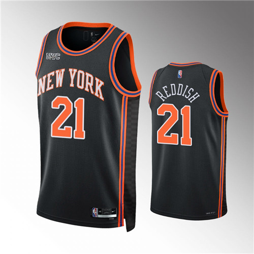 New York Knicks Cam Reddish 2022 City Edition 75th Diamond Black stitched Jersey #21