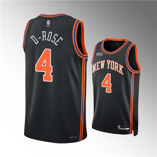 New York Knicks Derrick Rose 2022 D-Rose Nickname Diamond Edition Black stitched Jersey #4