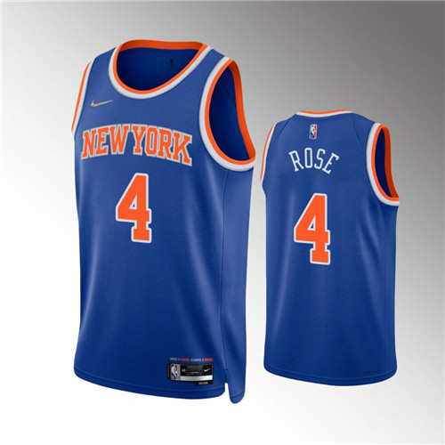 New York Knicks Derrick Rose 2021-22 75th Anniversary Diamond Icon Blue stitched Jersey #4
