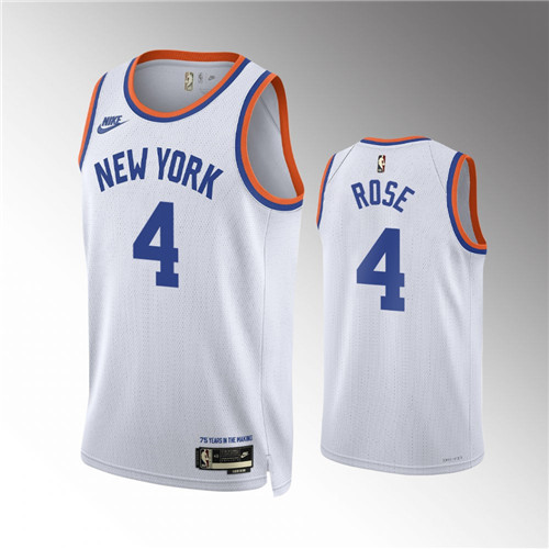 New York Knicks Derrick Rose 2021-22 Classic Edition 75th Anniversary Year Zero White stitched Jersey #4