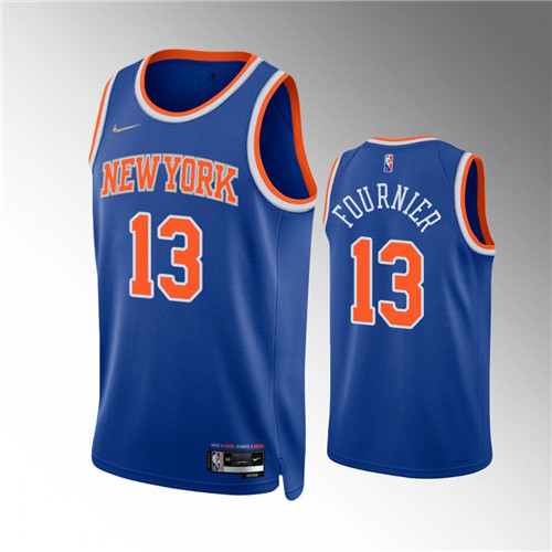 New York Knicks Evan Fournier 2021-22 75th Anniversary Diamond Icon Blue stitched Jersey #13