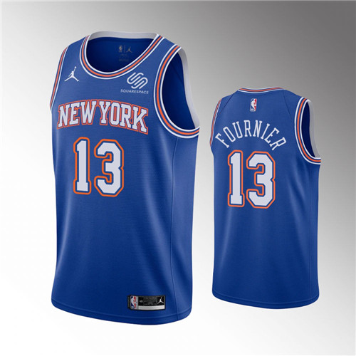 New York Knicks Evan Fournier Statement Edition Blue stitched Jersey #13