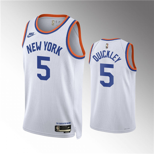 New York Knicks Immanuel Quickley 2021-22 Classic Edition 75th Anniversary Year Zero White stitched Jersey #5