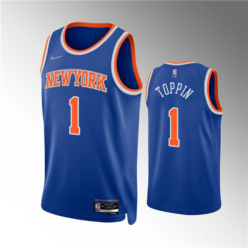 New York Knicks Obi Toppin 2021-22 75th Anniversary Diamond Icon Blue stitched Jersey #1