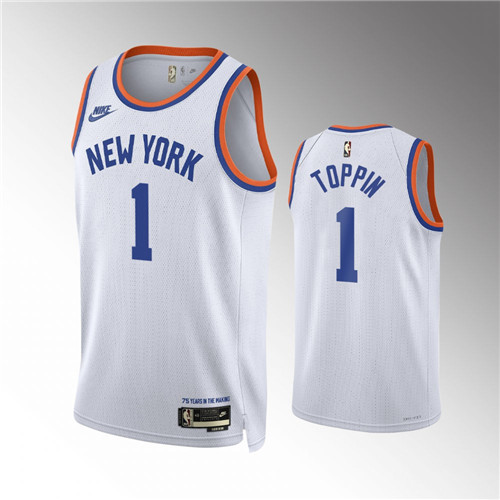 New York Knicks Obi Toppin 2021-22 Classic Edition 75th Anniversary Year Zero White stitched Jersey #1