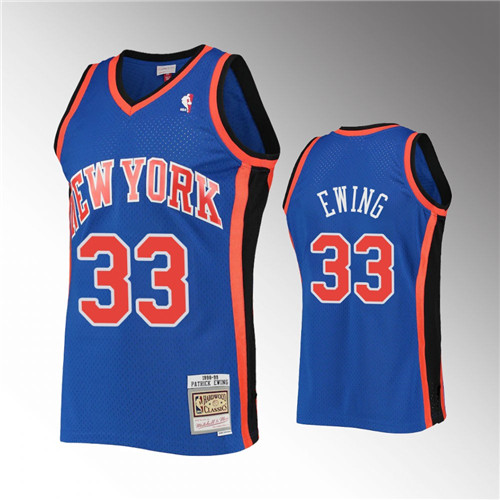 New York Knicks Patrick Ewing 1991-92 Hardwood Classics Blue Swingman stitched Jersey #33