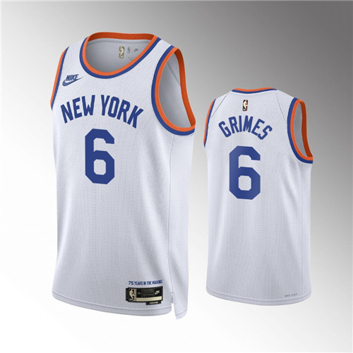 New York Knicks Quentin Grimes 2021-22 Classic Edition 75th Anniversary Year Zero White stitched Jersey #6