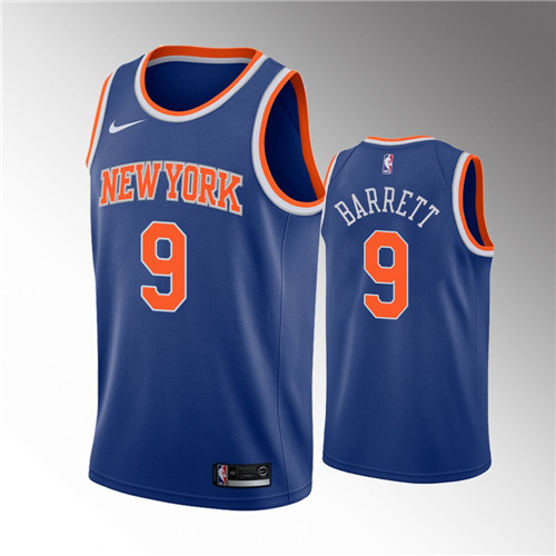 New York Knicks R.J. Barrett Icon Edition Blue stitched Jersey #9