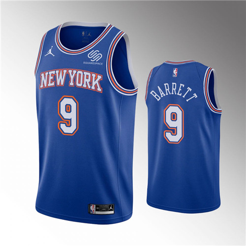 New York Knicks R.J. Barrett Statement Edition Blue stitched Jersey #9