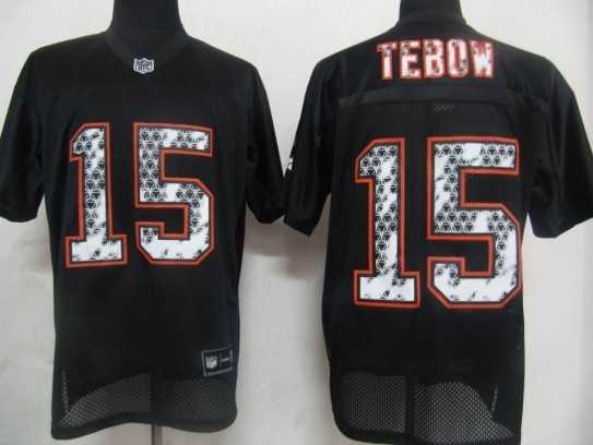 nfl denver broncos 15 tebow black united sideline jerseys