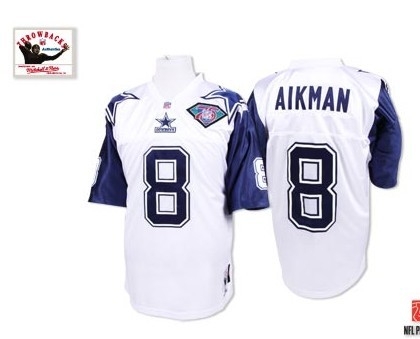 nfl jerseys dallas cowboys 8 troy aikman white throwback 75th