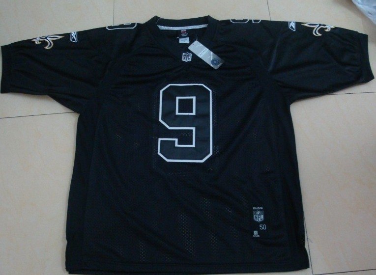 nfl jerseys new orleans saints #9 drew brees full black