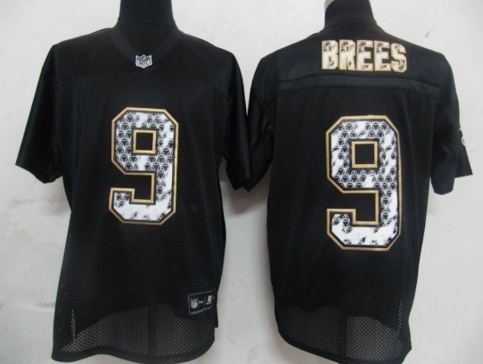 nfl new orleans saints 9 drew brees black united sideline jerseys