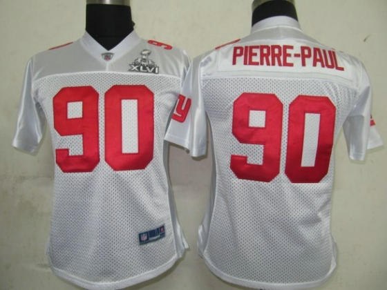 nfl new york giants 90 pierre-paul 2012 super bowl xlvi white women team color premier jersey