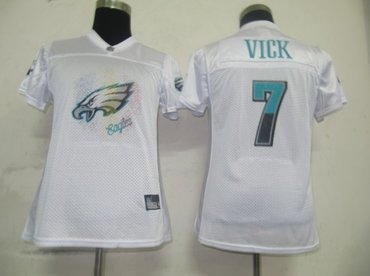 nfl philadelphia eagles #7 michael vick white women fem fan jerseys