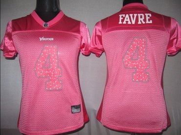 nfl women jerseys minnesota vikings 4 brett favre pink 2010 new