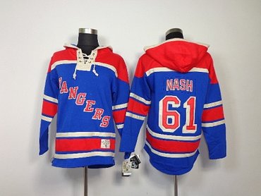 nhl New York Rangers #61 Rick Nash Blue(pullover hooded sweatshirt)