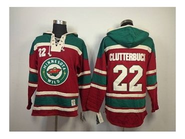 nhl jerseys minnesota wild #22 clutterbuck red-green(pullover hooded sweatshirt)