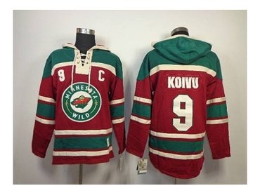 nhl jerseys minnesota wild #9 koivu red-green(pullover hooded sweatshirt)(patch C)