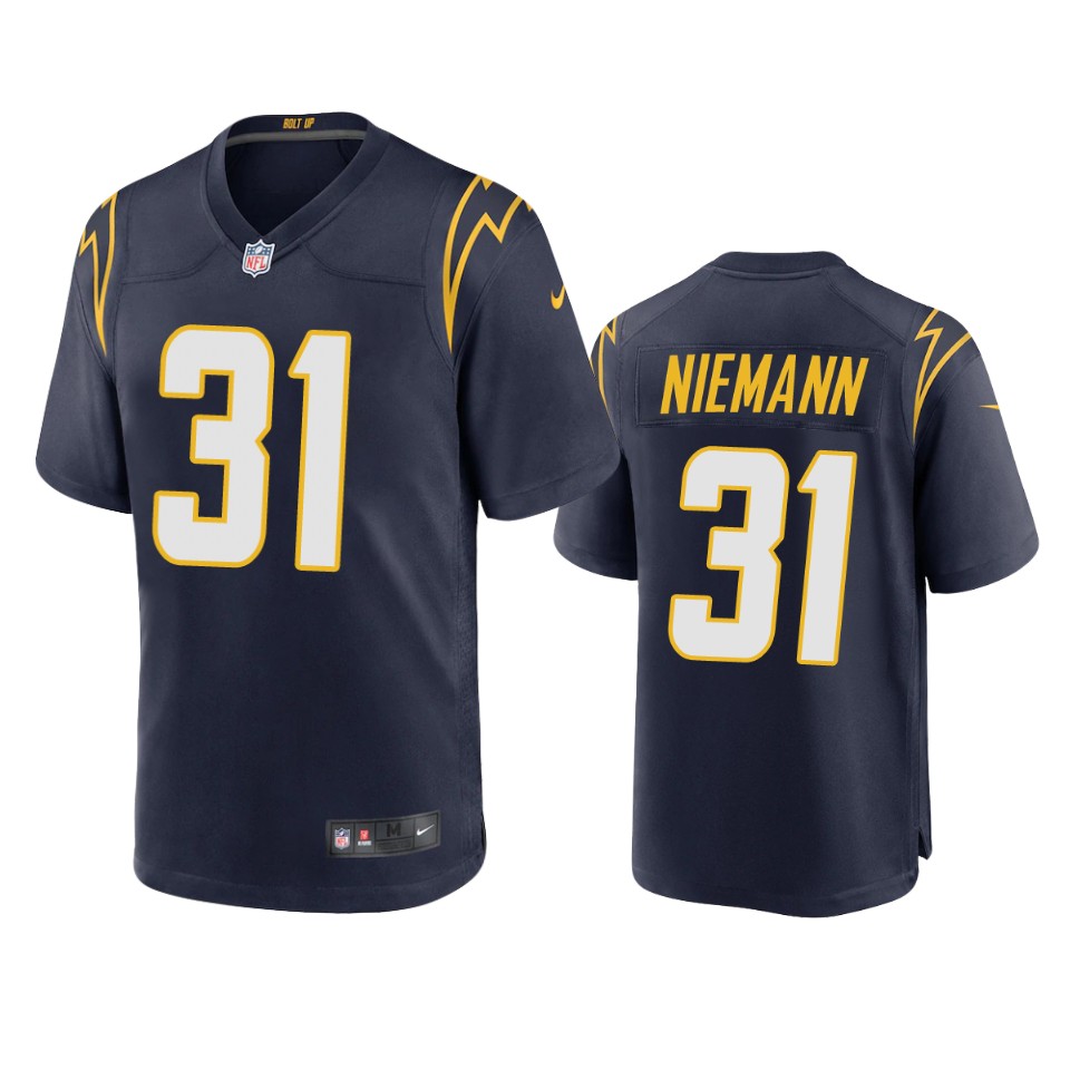 nick niemann chargers navy alternate game jersey
