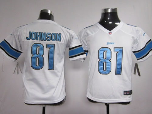 NEW nfl youth detroit lions 81# calvin johnson white jerseys