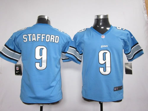 NEW nfl youth detroit lions 9# matthew stafford blue jerseys