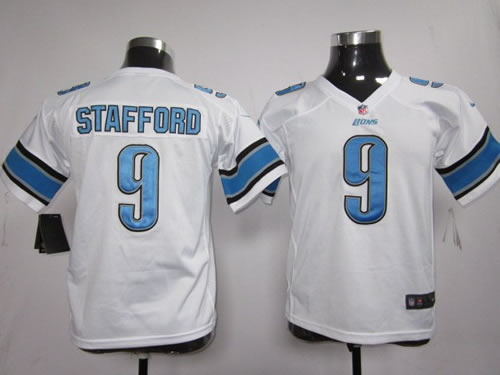 NEW nfl youth detroit lions 9# matthew stafford white jerseys