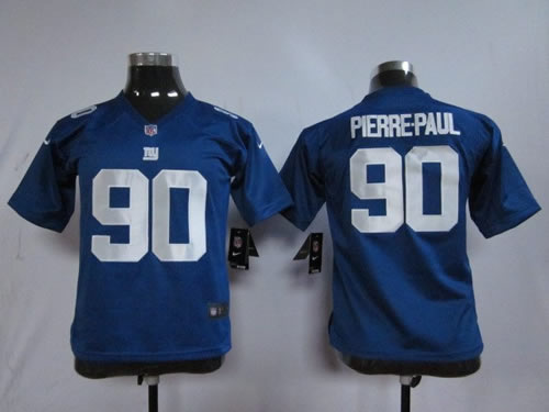 nfl youth new york giants 90# jason pierre-paul blue jerseys