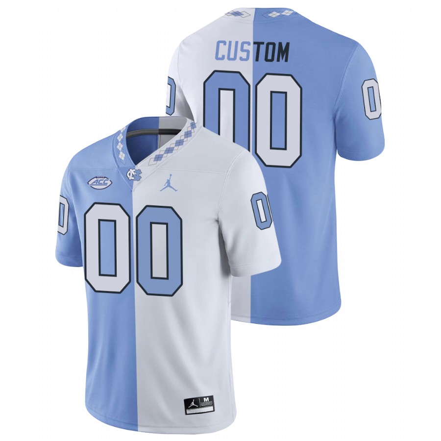north carolina tar heels custom white blue split edition game jersey