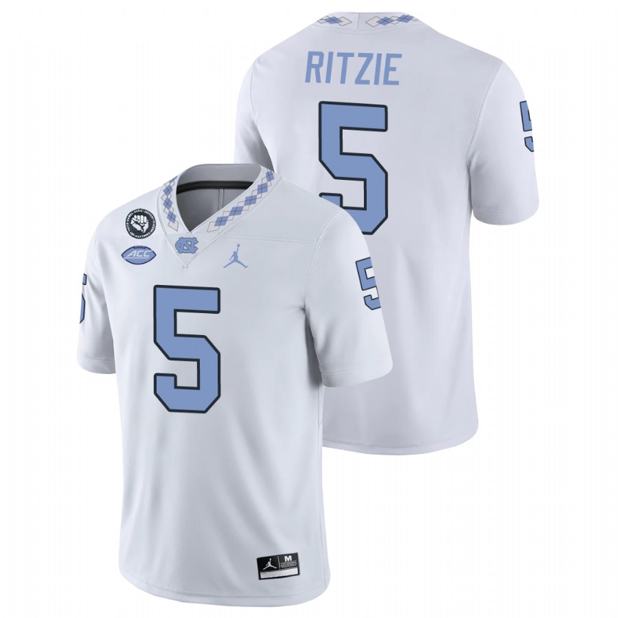 north carolina tar heels jahvaree ritzie white game football replica jersey