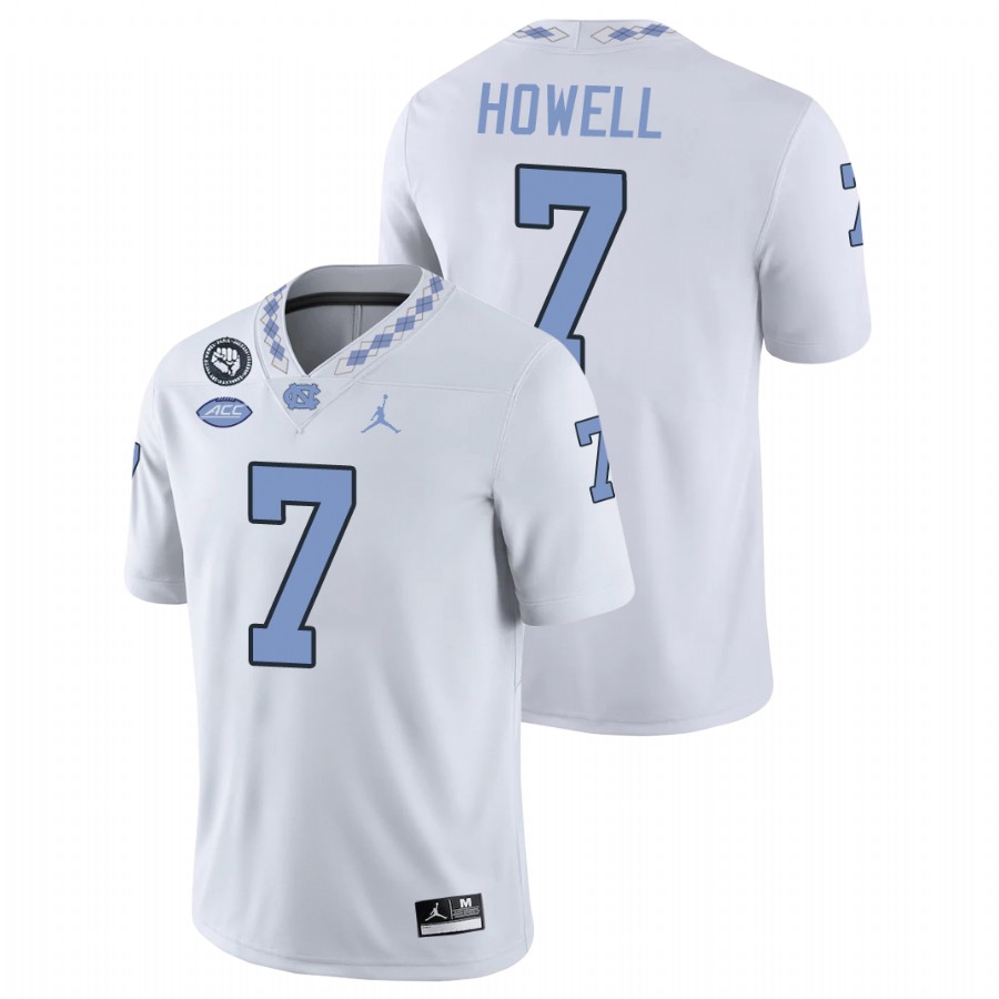 north carolina tar heels sam howell white game football replica jersey
