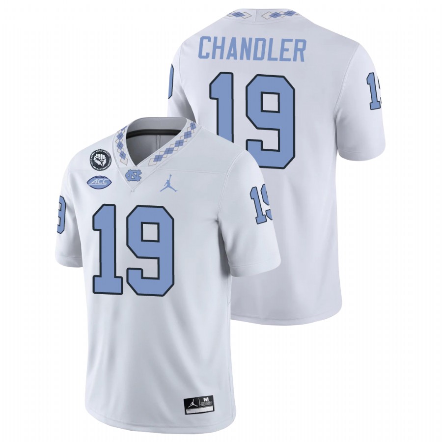 north carolina tar heels ty chandler white game football replica jersey